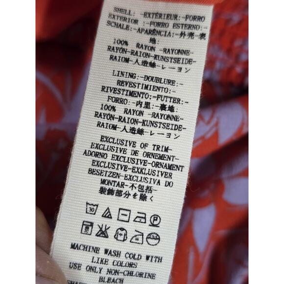 Free People Way of the Wind Printed Midi Skirt Orange Blue Floral Smocked Waist - Picture 9 of 9